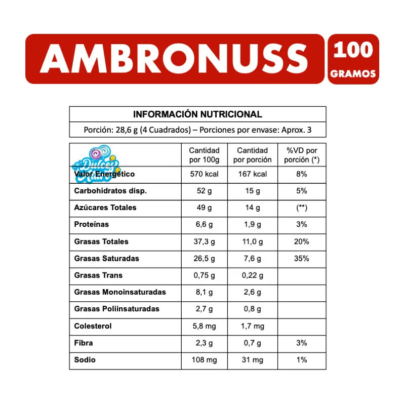 Chocolate Ambronuss Con Almendras Enteras De Ambrosoli