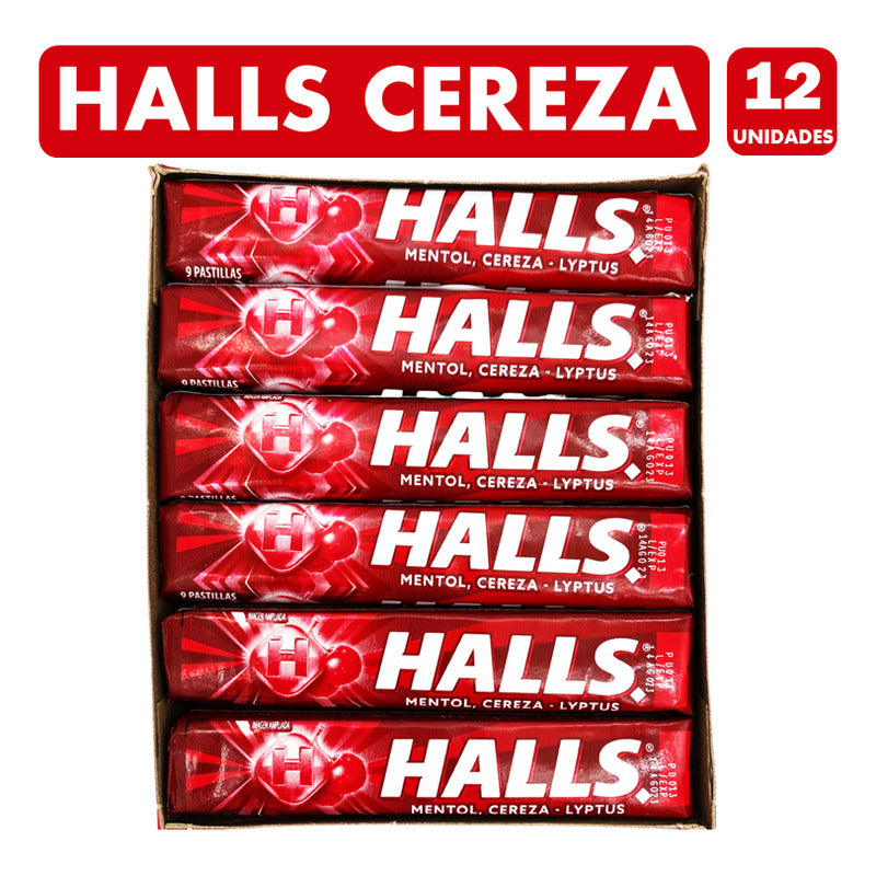 Halls Rojo Sabor Mentol Cereza Lyptus (caja Con 12 Uni)