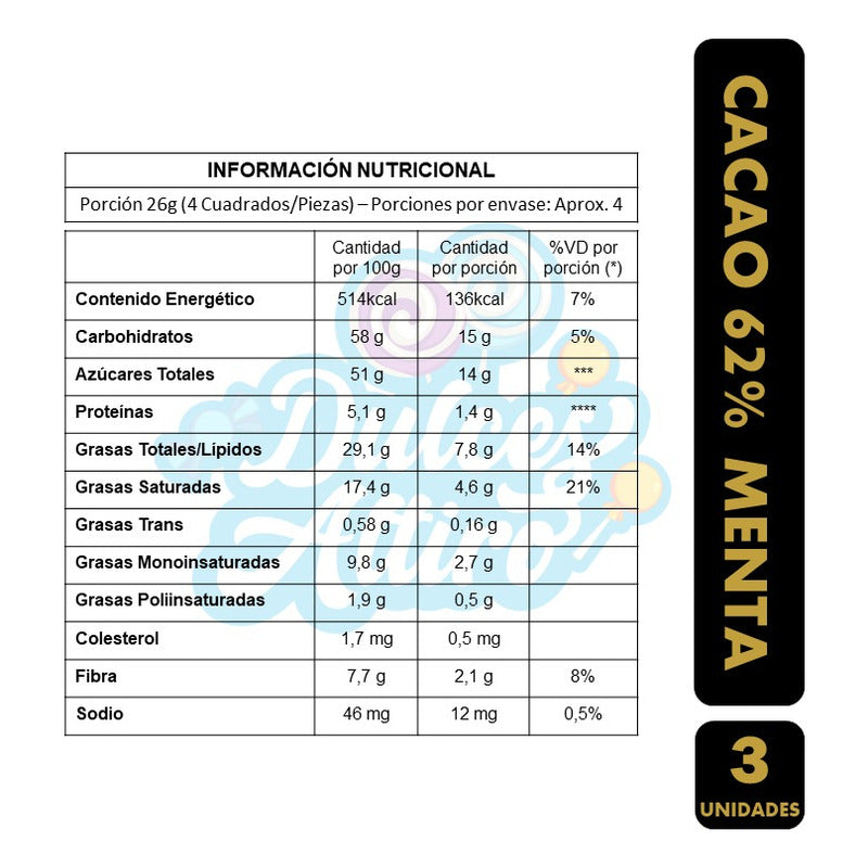 Costa Cacao 62% Menta - Barra De Chocolate (pack Con 3 Un)
