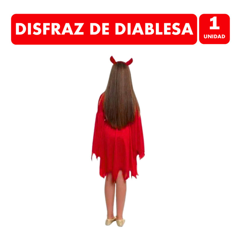 Disfraz Traje Diablita Infantil De Niña Especial Halloween Rojo 7-9
