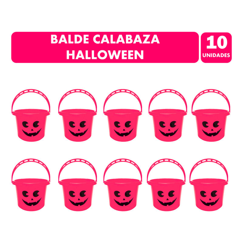 Baldes Para Halloween En Pack Conveniente 10 Unidades Fucsia