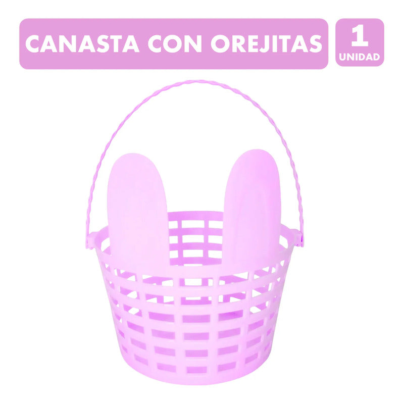 Canasta Para Huevitos De Pascua - Diseño Orejitas Lila