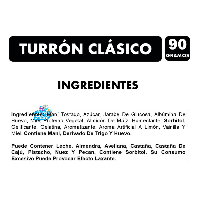 Turrón De Maní Clásico - Original Valentte (barra 90 Gramos)