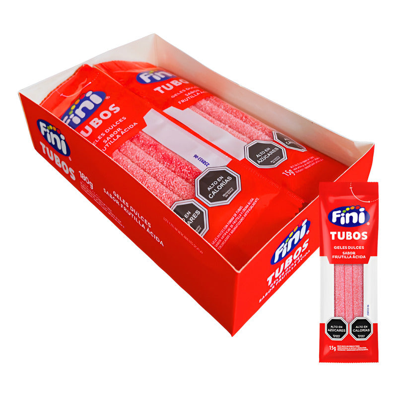 Gomitas Fini Tubos Sabor Frutilla Ácida (display 12 Uni)