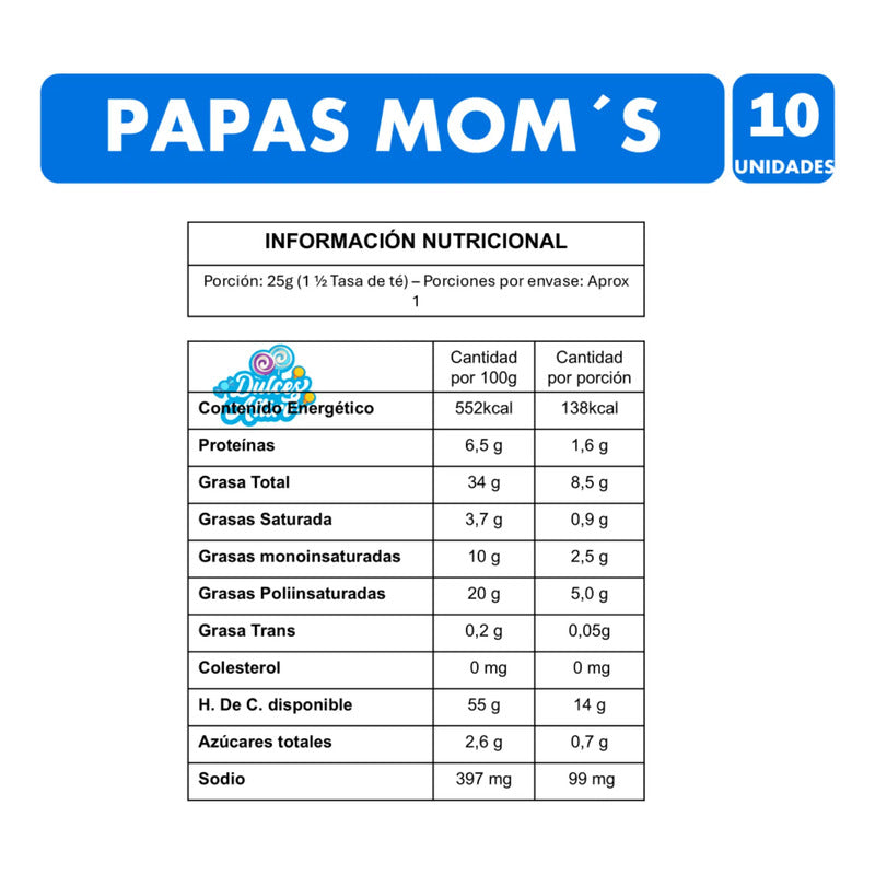 Papas Fritas Mom`s Evercrisp Tamaño Xs (pack 10 Unidades)