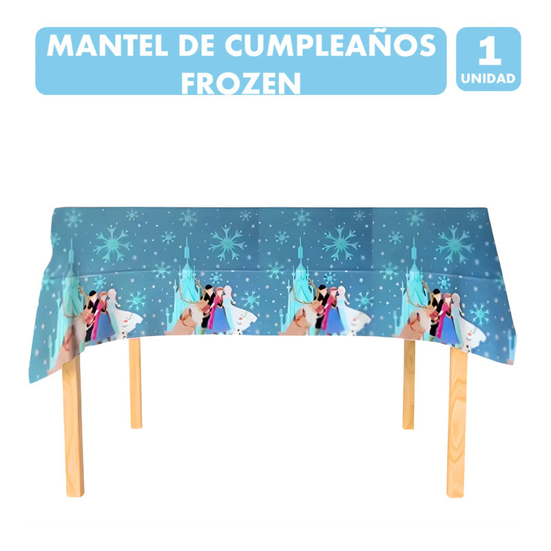 Mantel De Frozen Especial Cumpleaños Medidas 180x110cm Azul Acero Frozen