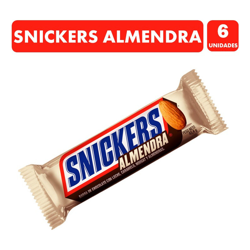 Chocolate Snickers Sabor Almendra (pack Con 6 Unidades)