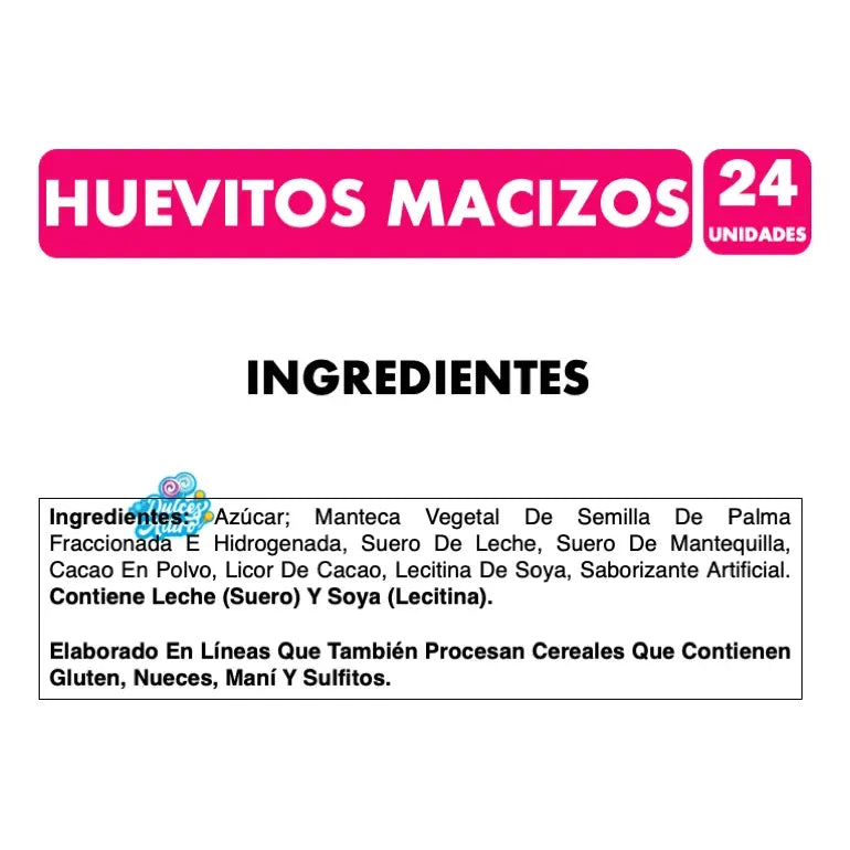 Huevos De Pascua Fruna Chocolate Macizo - Bandeja Con 24 U