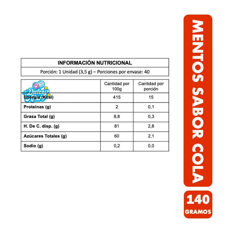 Caramelos Masticables Mentos Chew Sabor Cola Y Fresa (140gr)