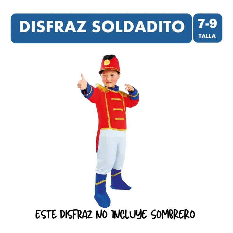 Traje De Soldadito Infantil Disfraz De Cuento (talla 7 - 9) Rojo 7 -9