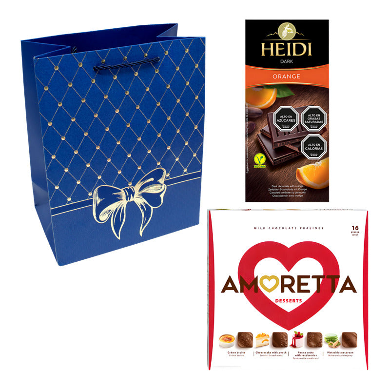 Pack Pralinés Amoretta Desserts + Chocolate Heidi + Bolsa