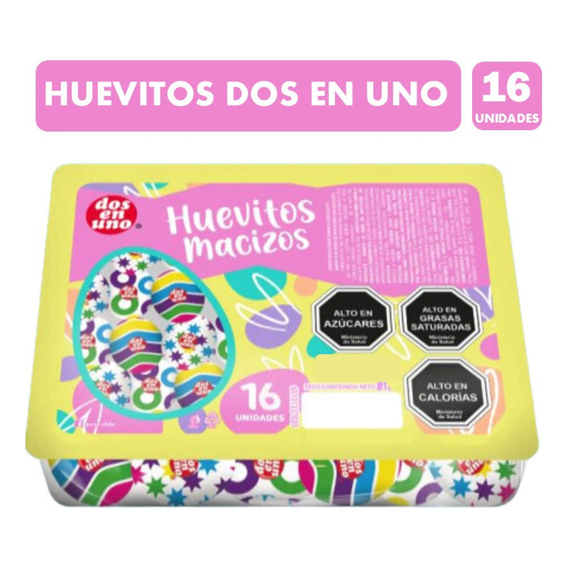 Huevos De Pascua Macizos De Dos En Uno (bandeja De 16 Un)
