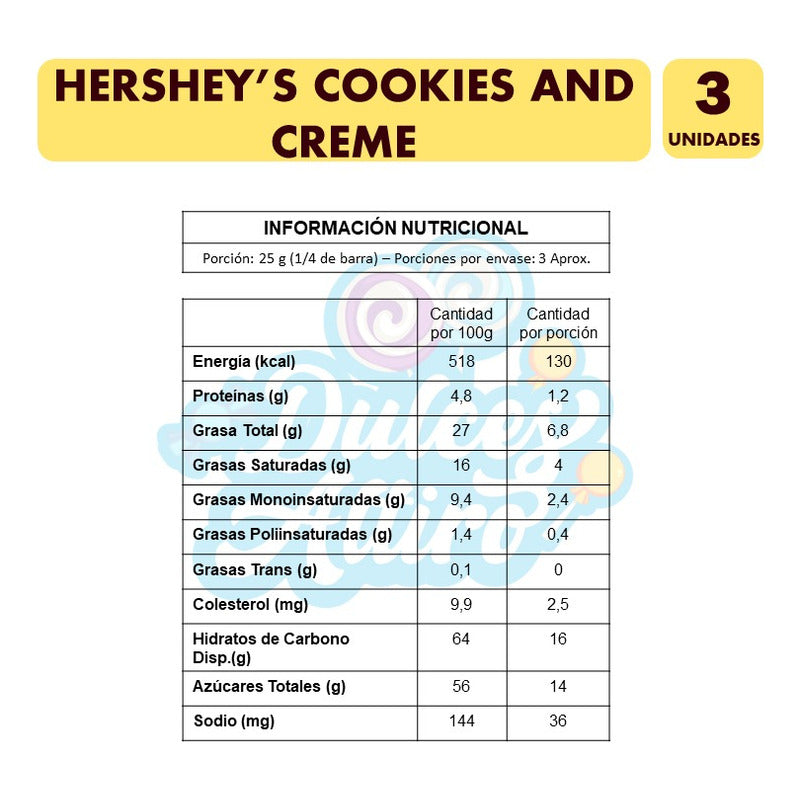 Hershey´s Barra De Chocolate Cookies And Creme (pack Con 3u)