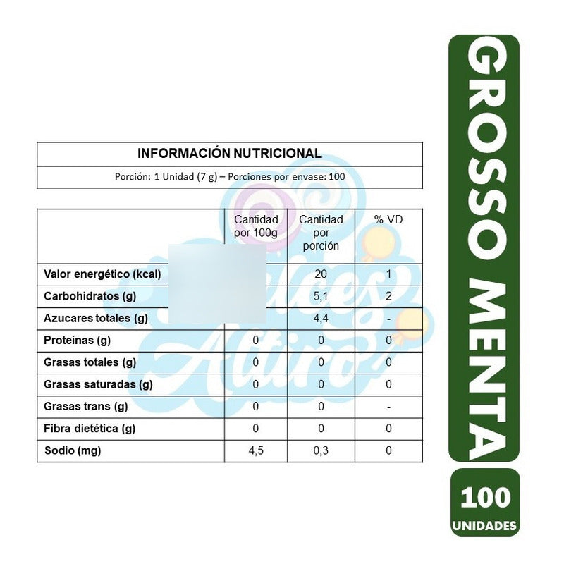Grosso Sabor Menta - Chicle De Arcor (caja Con 100 Un)