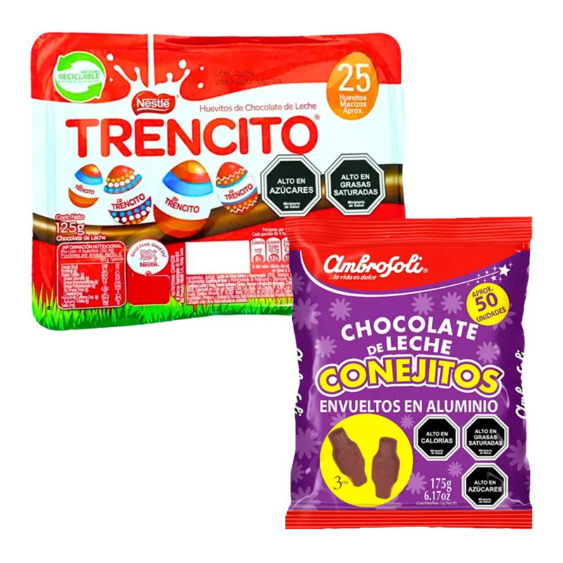 Pack Bolsa Conejitos Ambrosoli+ Huevitos De Pascua Trencito