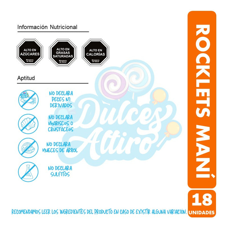 Rocklets Maní De Arcor - Envase Naranjo (caja Con 18 Un)