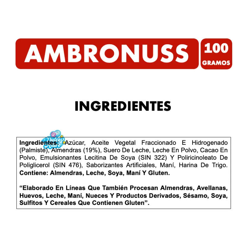 Chocolate Ambronuss Con Almendras Enteras De Ambrosoli