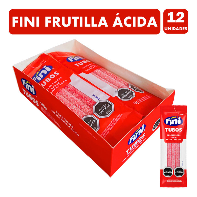 Gomitas Fini Tubos Sabor Frutilla Ácida (display 12 Uni)