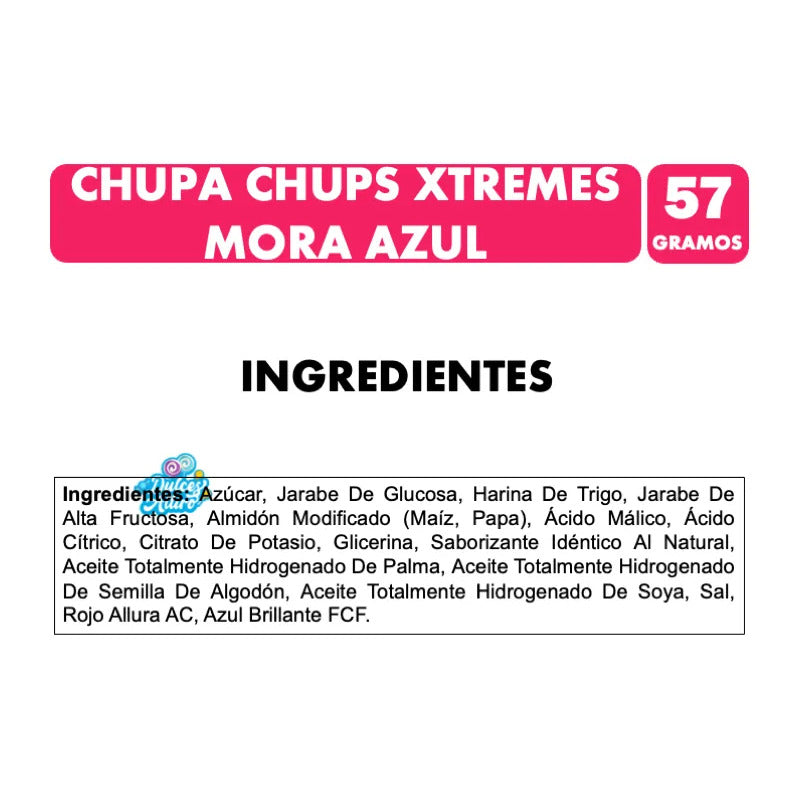 Gomitas Ácidas Xtremes Chupa Chups - Sabor Mora Azul (1u)