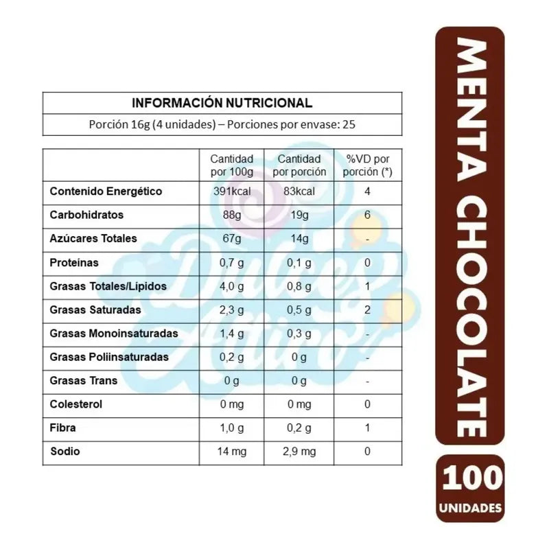 Caramelo Menta Chocolate De Arcor (bolsa 100 Unidades)
