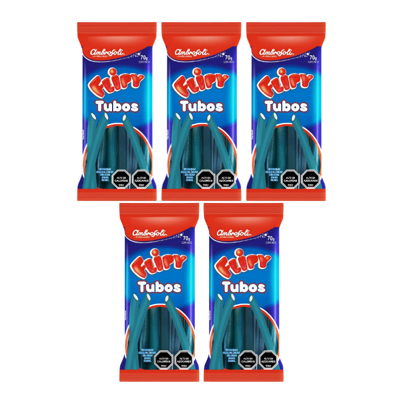 Flipy Tubos - Gomitas Rellenas Sabor Frutal (pack De 5 Uni)