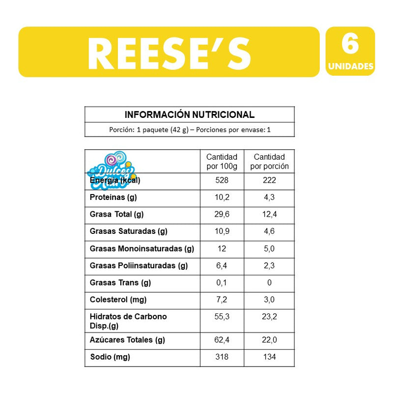 Reeses Sabor Maní - Clásico Envase Naranjo (pack Con 6 Un)