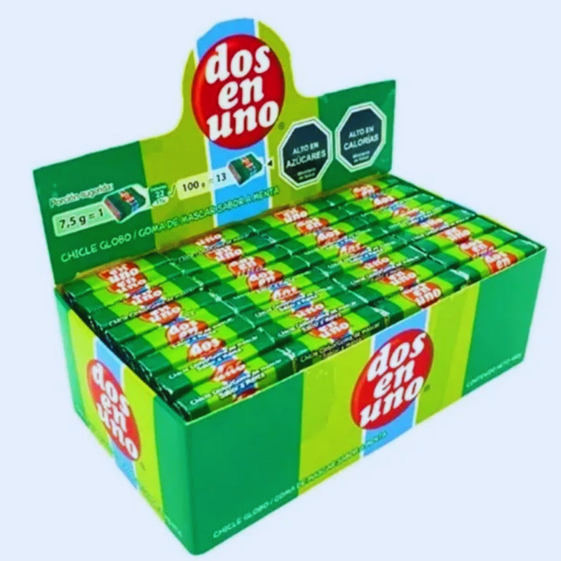 Dos En Uno Sabor Menta - Chicle Clásico (caja Con 64 Uni)