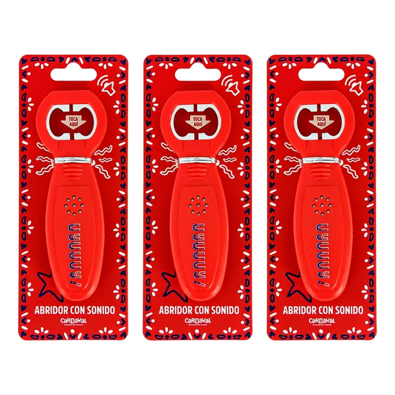 Abridor Viral Con Sonido Uyuii Especial Fiestas (pack 3 Uni) Rojo