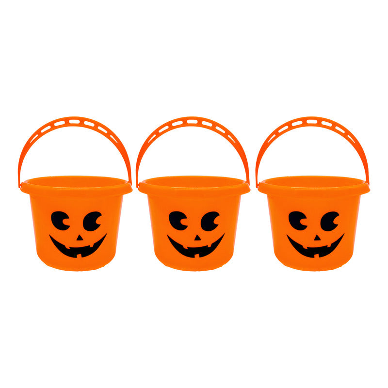 Baldes De Halloween Color Naranjo Calabaza Pack De 3 Un