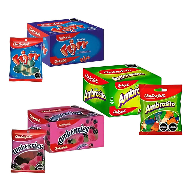 Pack Gomitas Ambrosito, Flipy Y Amberries (20un C/u)