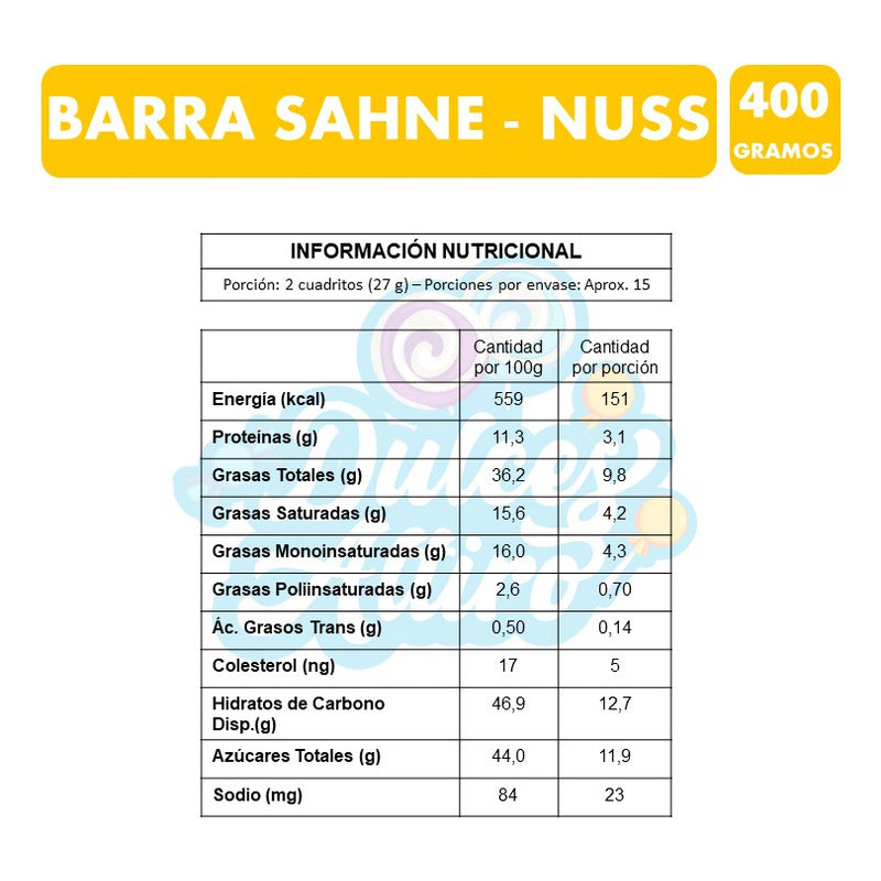Chocolate Gigante Sahne Nuss - Especial Regalo (barra 400gr)
