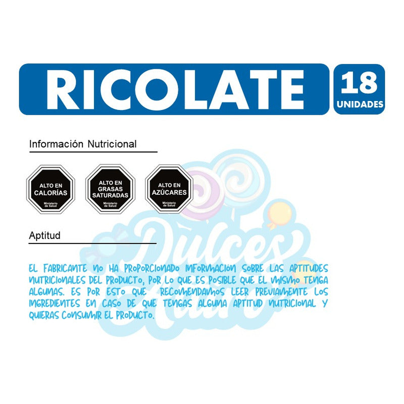 Ricolate Bañado En Chocolate Individual (caja Con 18 Uni)