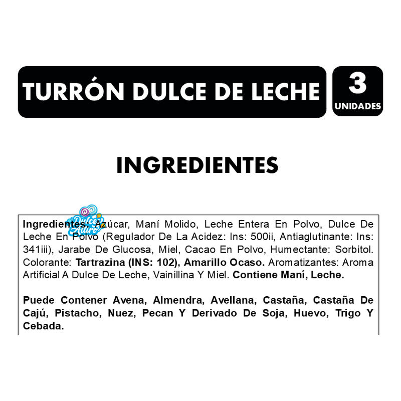Turrón De Maní Dulce De Leche Valentte (pack 3 Unidades)