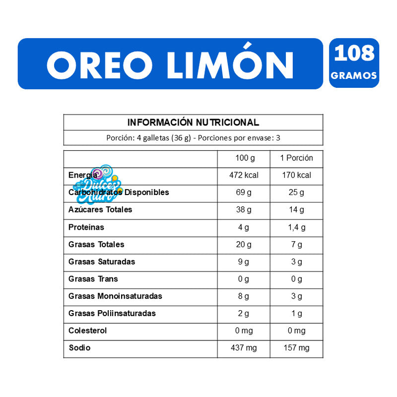 Galleta Oreo De Limón - Edición Limitada (108 Gramos)