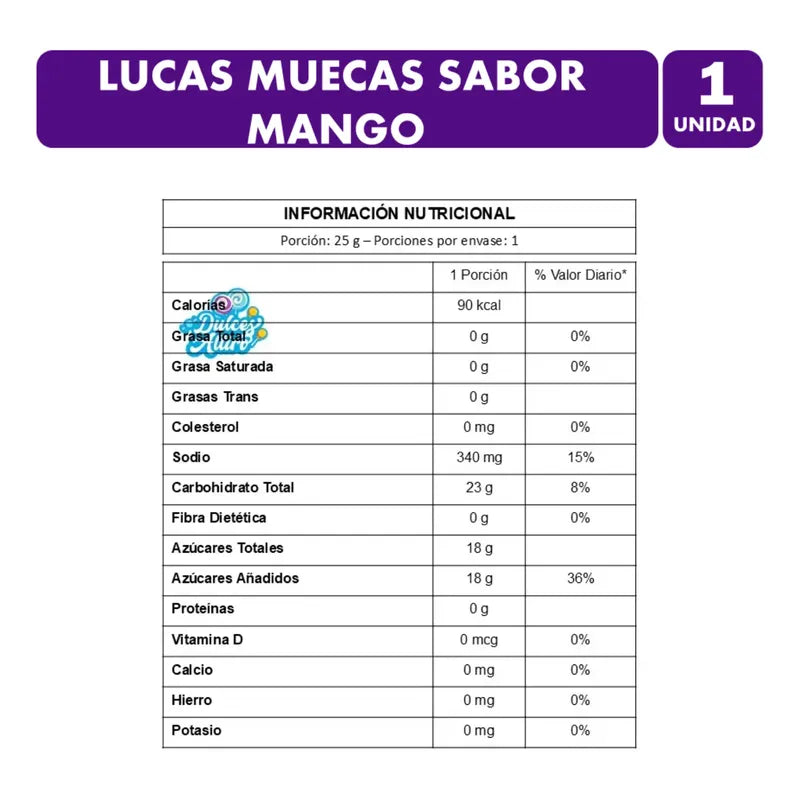 Lucas Muecas Mango - Paleta De Caramelo Mexicano (25g)