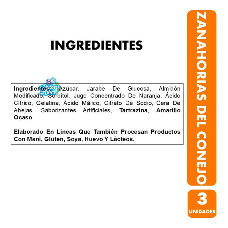 Dulces Para Pascua -jelly Naranja Zanahorias Del Conejo (3u)