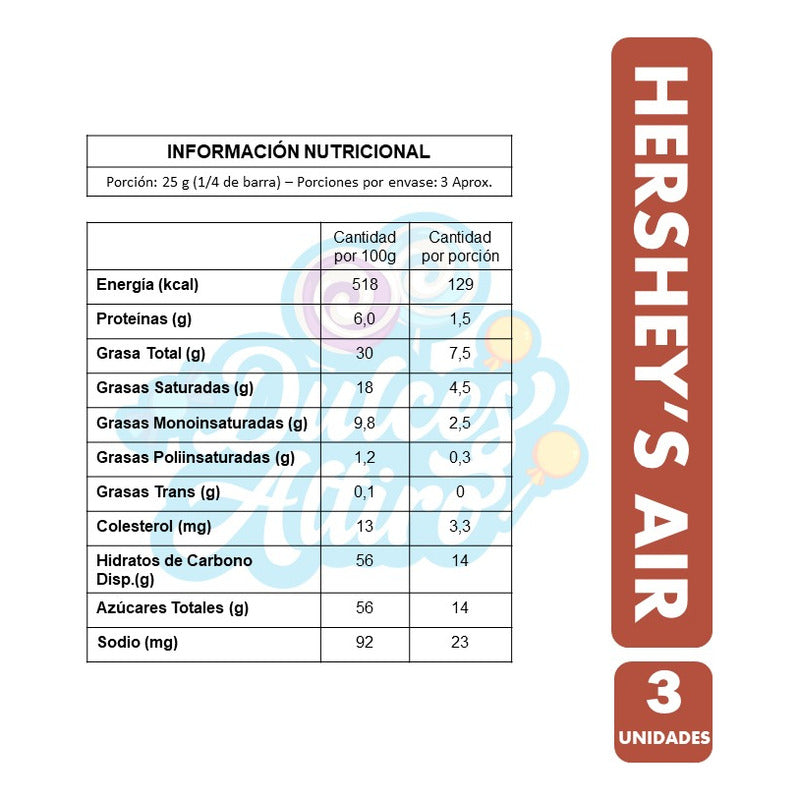 Tableta Hershey's Air - Chocolate Con Leche (pack De 3 Uni)