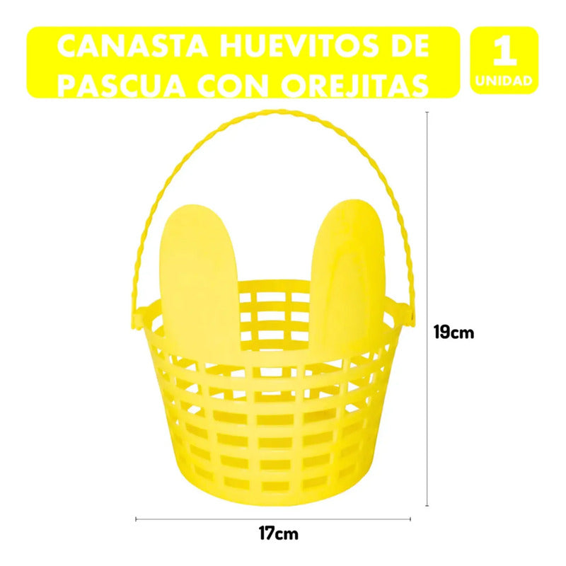 Canasta Para Huevitos De Pascua Con Orejitas - Color Amarill