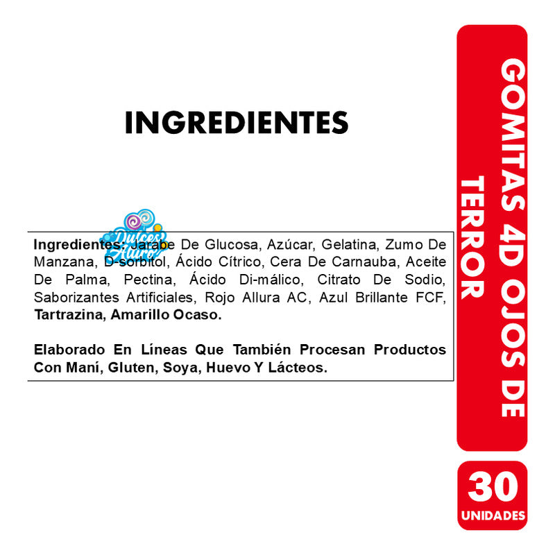 Dulces Halloween - Gomitas 4d Ojos De Terror - Contiene 30 U