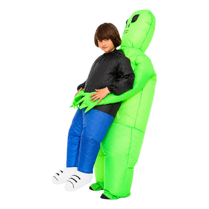 Disfraz Inflable Alien Cargando Niño Infantil (120 - 150cm) Verde Lima 120 - 150