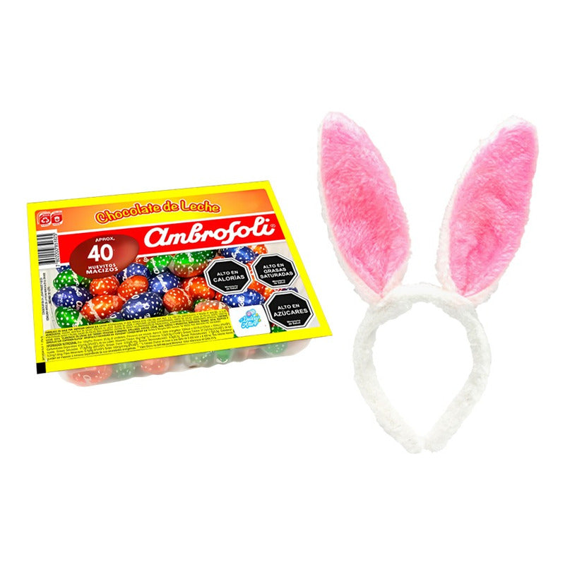 Huevitos De Pascua Ambrosoli 40 Un + Orejitas De Conejo Rosa