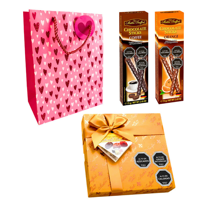 Pack Bombones Maitre Truffout + Stick Cafe Y Naranja +bolsa