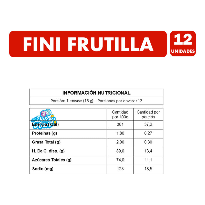 Gomitas Fini Tubos Sabor Frutilla (display 12 Unidades)