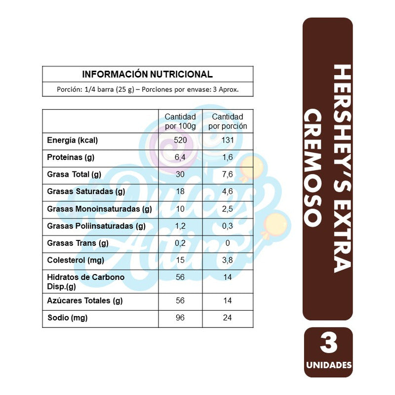 Tableta Hershey's Chocolate Extra Cremoso - (pack De 3 Uni)