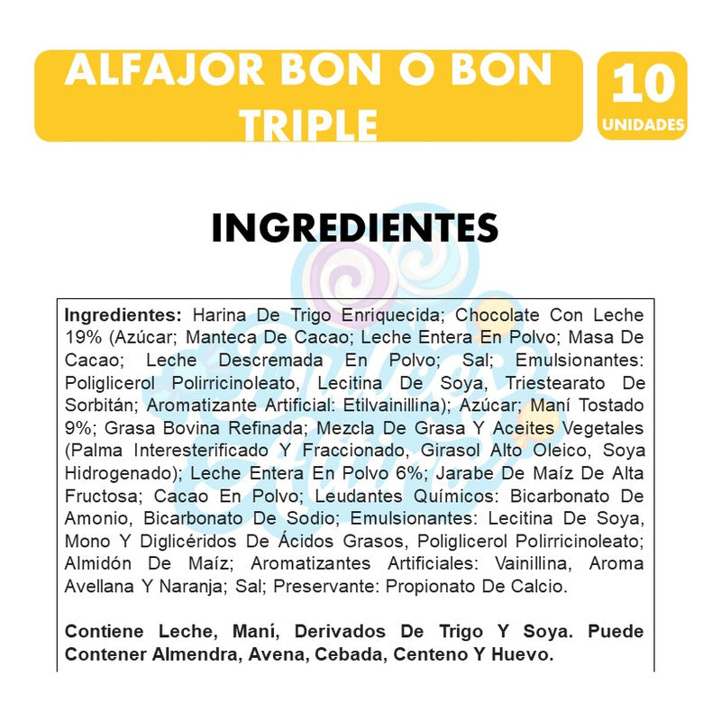 Bon O Bon Alfajor Triple Capa Sabor Clásico (pack Con 10 Un)