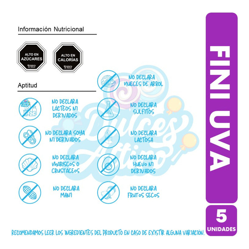 Pack De Gomitas Fini Tubos Uva  80g (pack 5 Unidades)