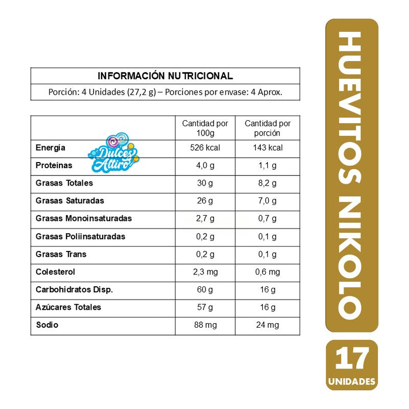 Huevitos De Chocolate Nikolo Tradicional (caja Con 17un)