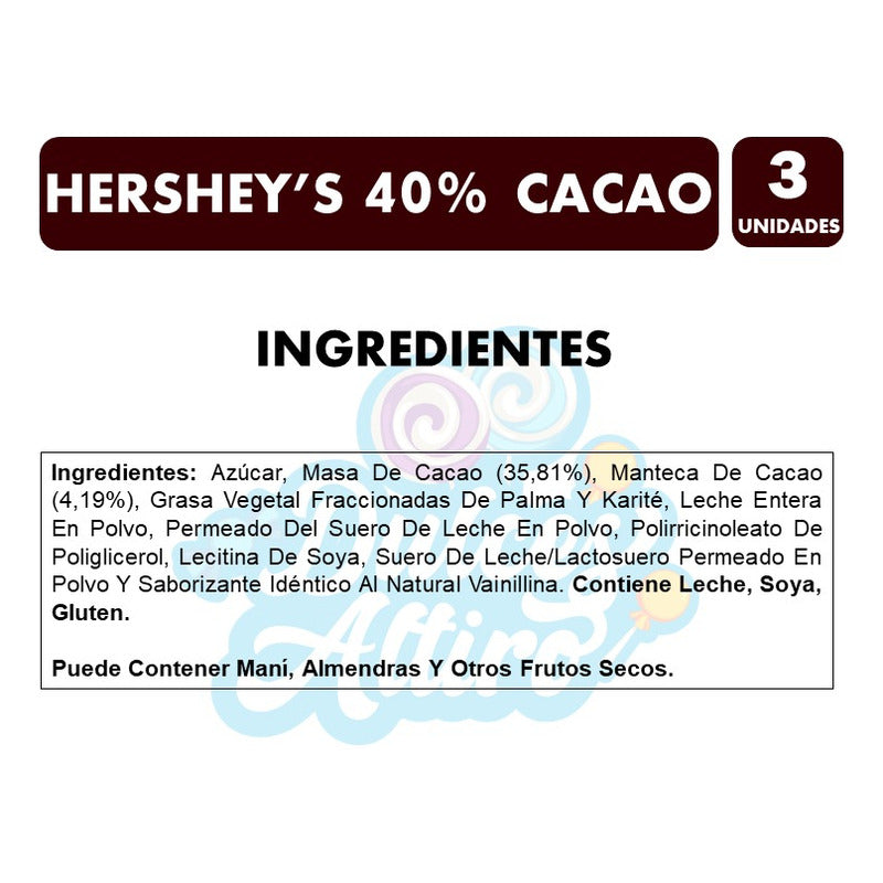 Chocolate Hershey's 40% Cacao - Medio Amargo (pack Con 3uni)