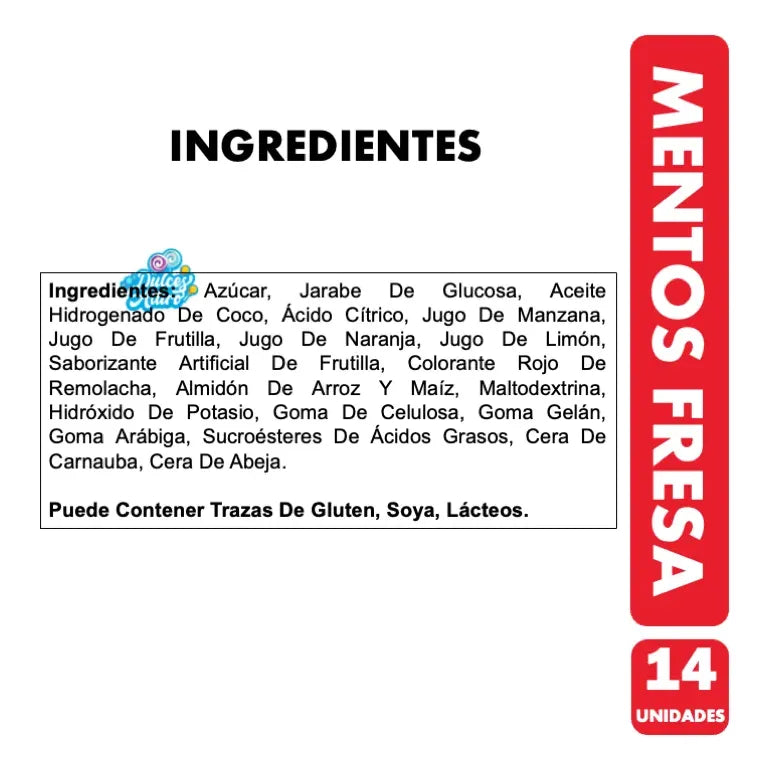 Caramelos Masticables Mentos Sabor Fresa (display 14 Rollos)