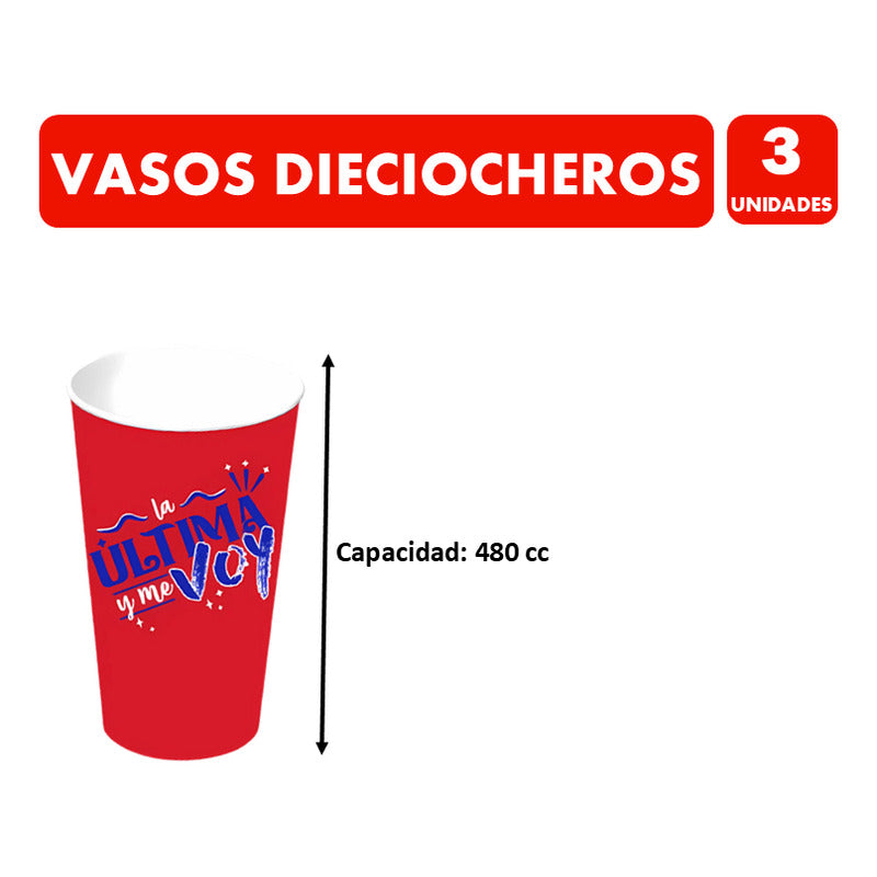 Vasos Reutilizables Del 18 Con Diseños Entretenidos (3un)